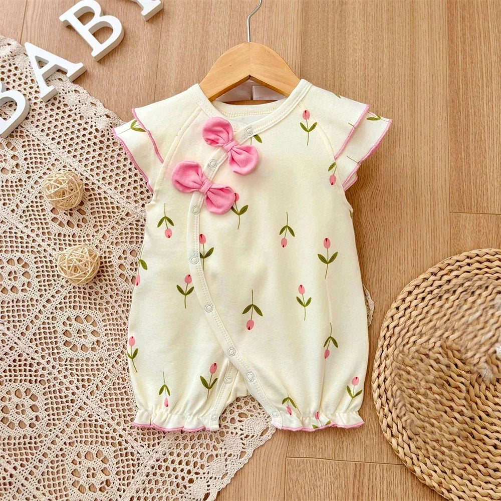 2025 baby girl rompers summer short sleeve clothing cotton Girls Onesies toddlers clothes infant newborn overalls kids homewear