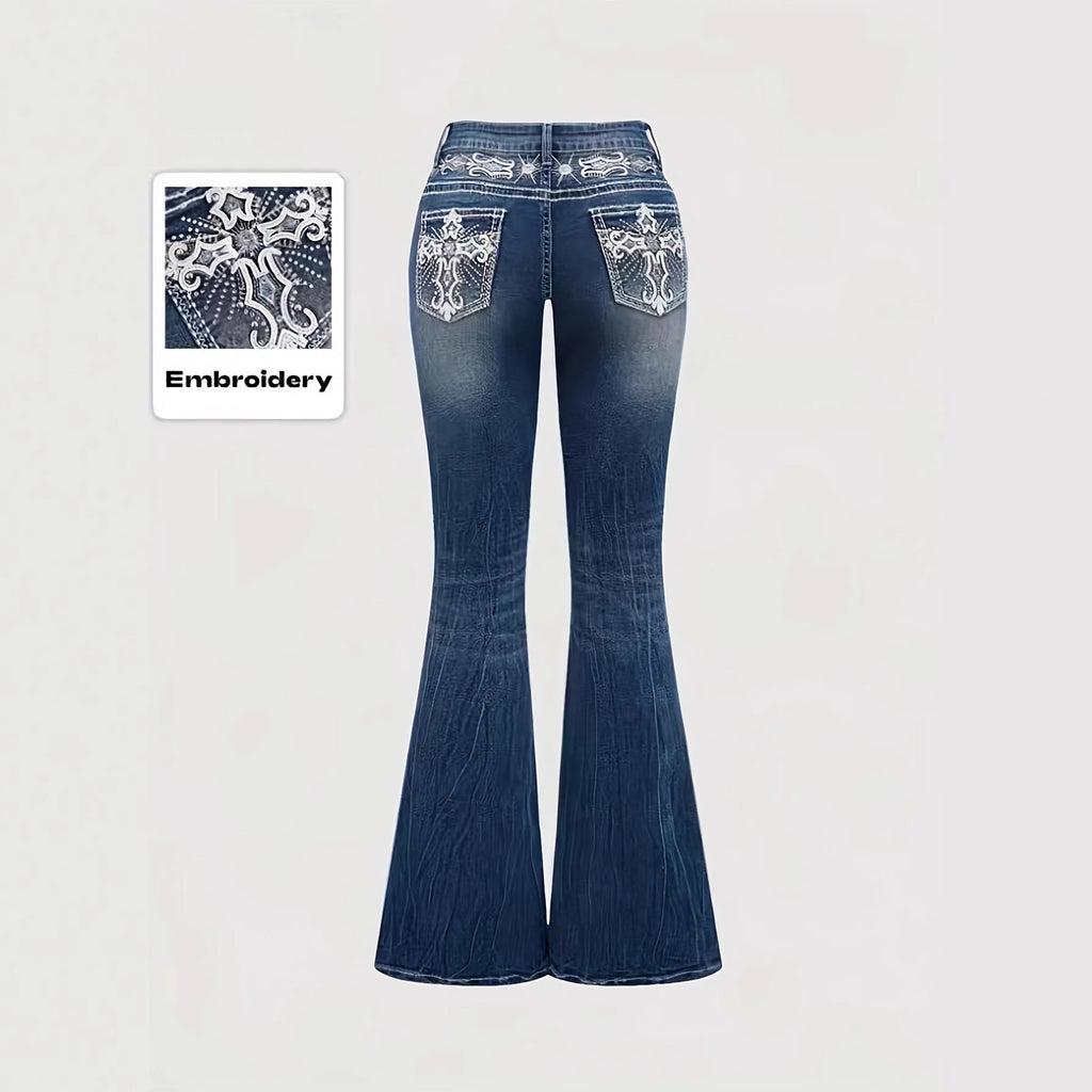 2026trendy Y2K Style Flare Jeans for Women Dark Wash Skinny Fit with