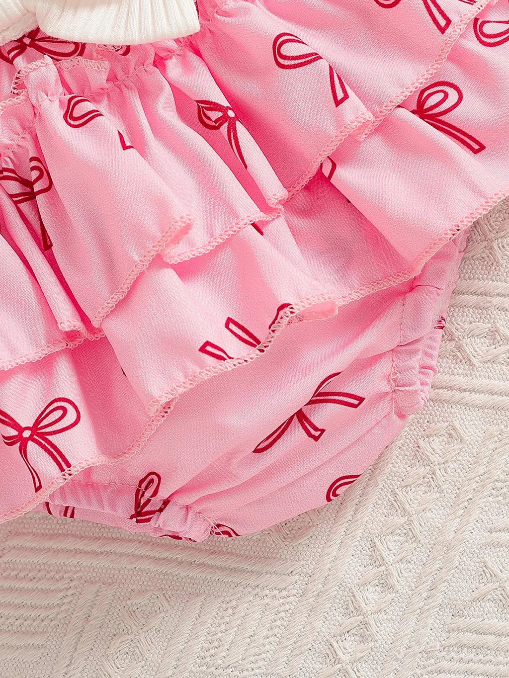 Baby Girl Summer Cute Bow Decoration Camisole Printed Bow Ribbed White
