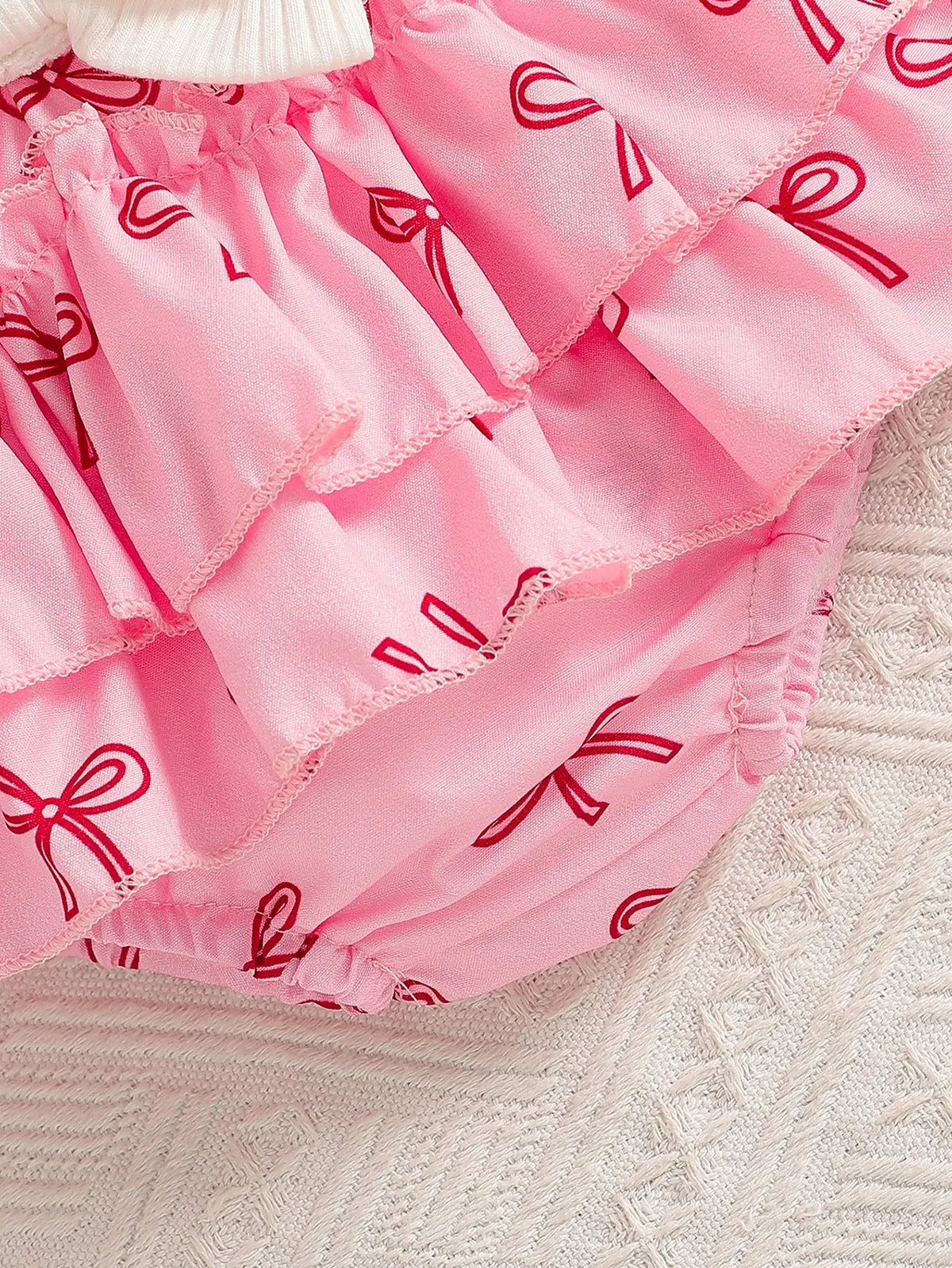 Baby Girl Summer Cute Bow Decoration Camisole Printed Bow Ribbed White