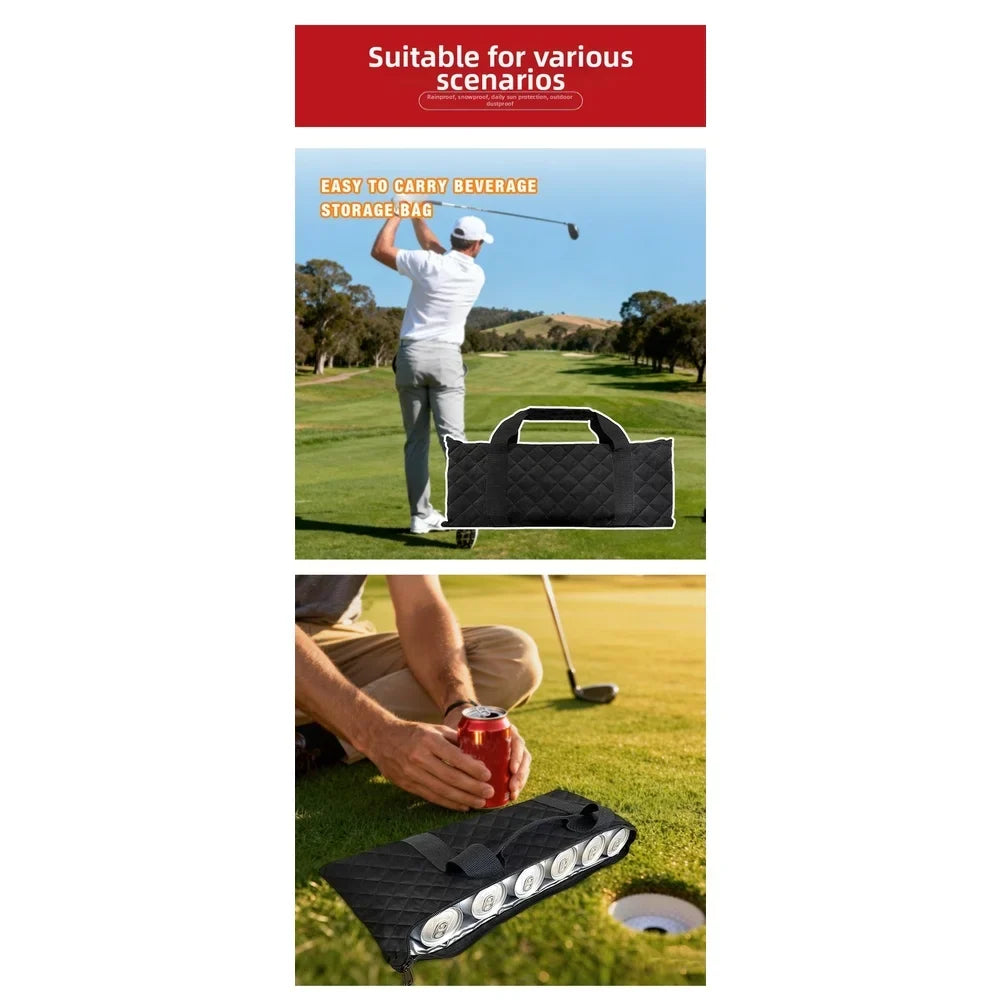 Cooler Bag Portable Insulated for Wine Beer Cans Drinks Outdoor Golf Picnic Travel 46x21x5cm Oxford Fabric Water Resistant