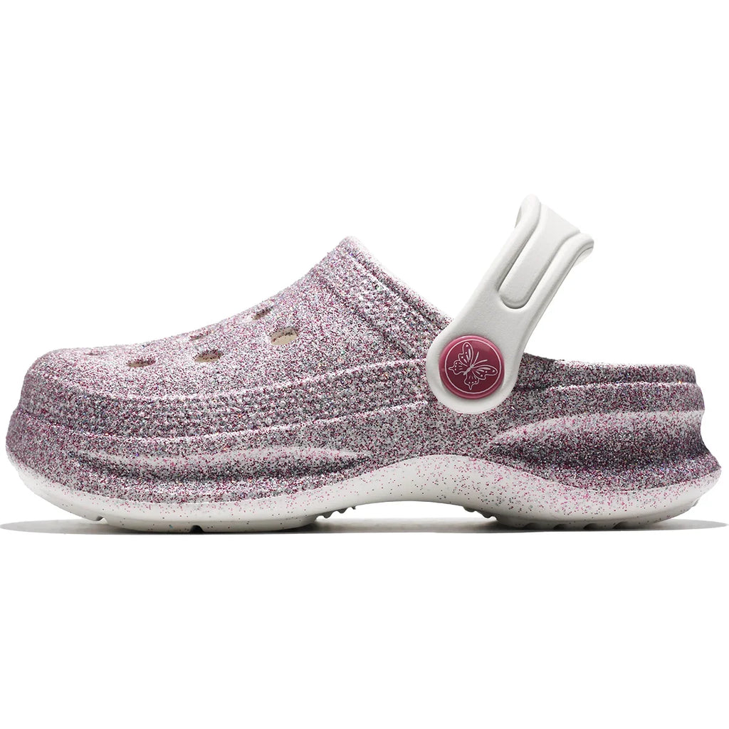 Kid's Glitter Clog and Mules, Lightweight EVA Garden Shoes, Non-Slip Sandals, Breathable Slip-On Shoes for Indoor Outdoor 168