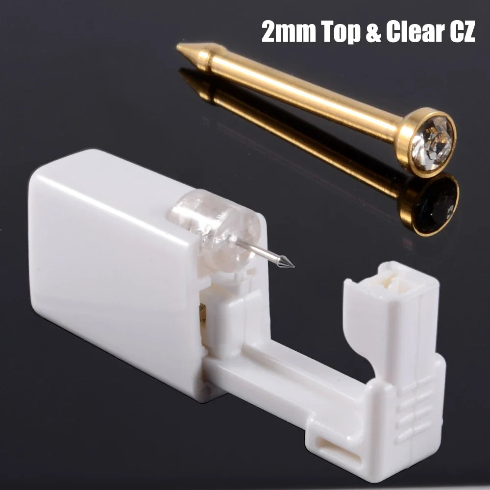 Disposable Safe Sterile Piercing Unit For Nose Studs Piercing Gun Tool Machine Kit Stud CZ Earrings Body Jewelry Easy Used 0.8mm