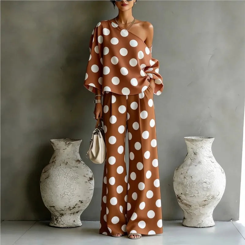 Bohemian Fashion Polka Dot Print Two-Piece Set Woman's Foreign Style