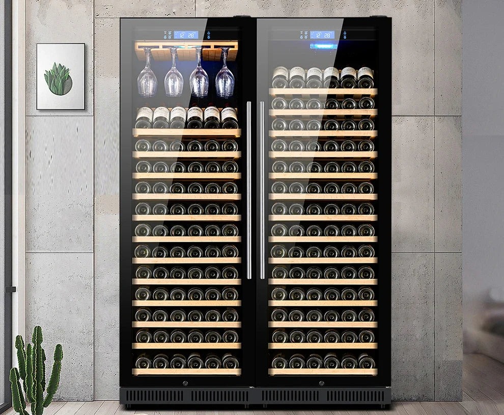 168 Bottle Built In Wine Cellar Horizontal Wine Cooler Fridge Kitchen Single Zone Refrigerator for Home Bar Club Storage
