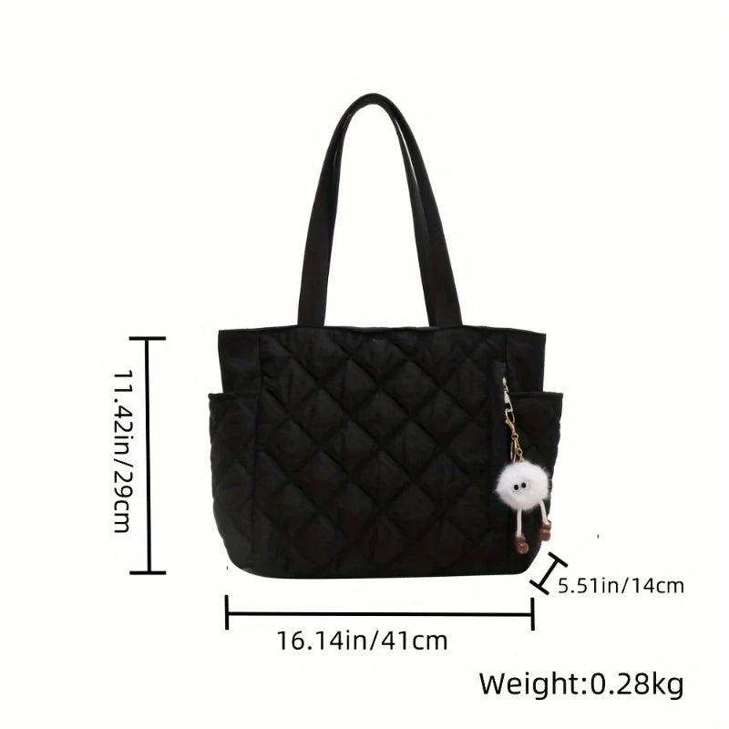 Women's Black & Beige Rhombus Quilted tote bag, Large Capacity Handbag shoulder bag with Quilted Purse for Travel Everyday Use