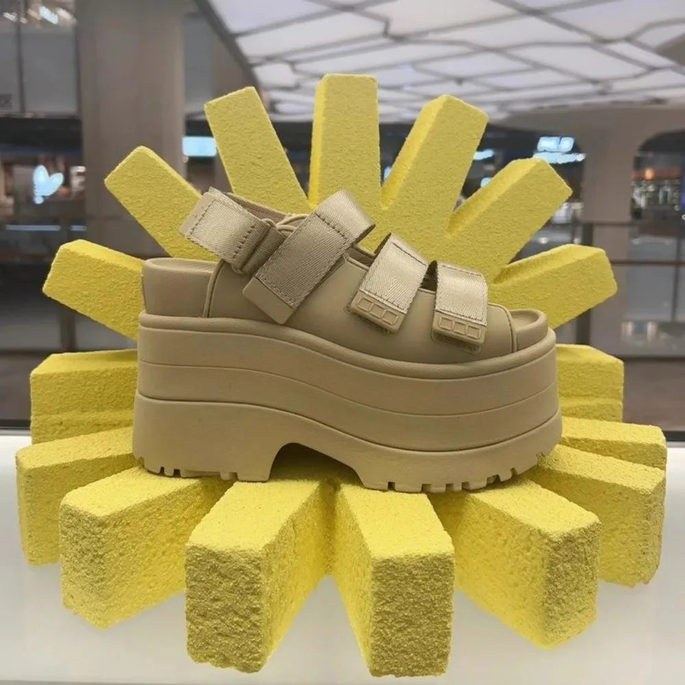 11CM High Platform Sandals Women Summer Hidden Heel Casual Mules Shoes Female Outside Beach Slipper Breathable Chunky Sneakers