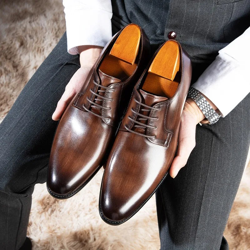 Business Casual Shoes Trend Patent Leather Men Wedding Shoes Gold Blue