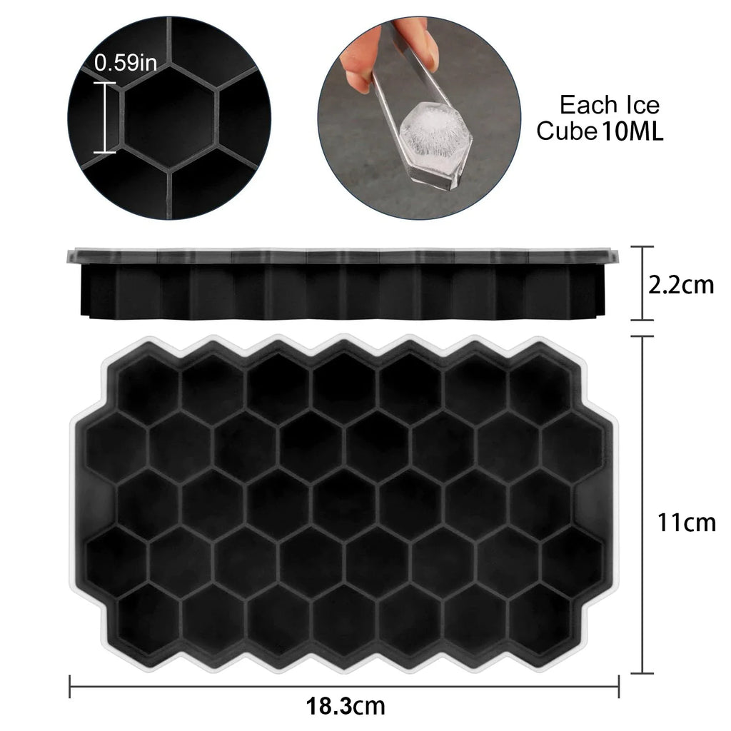 Honeycomb Ice Cube Trays with Lid Silicone Ice Cube Tray 37 Grids Reusable Ice Molds Ice Cube Mould for Coffee Whiskey Cocktails
