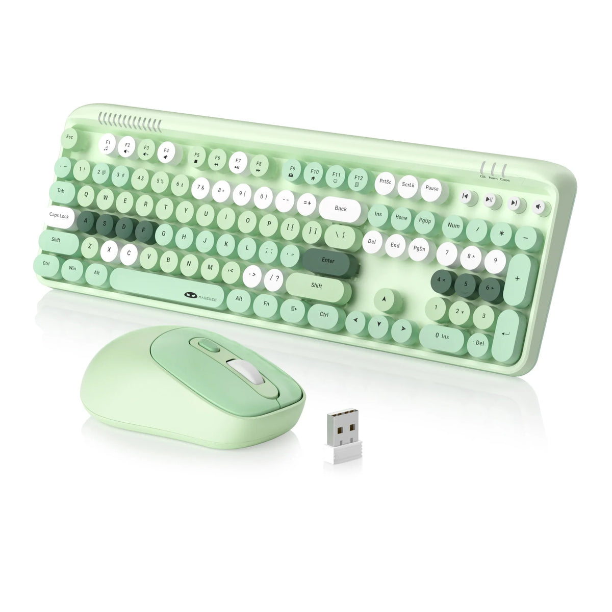 MageGee V920™ Wired Keyboard & Wireless Mouse Combo – 104 Keys, Ergonomic, FN Multimedia, 3-Level DPI, Power Saving, Green, Gray, Sky Blue, Purple & Pink | FlipStylez LLC®