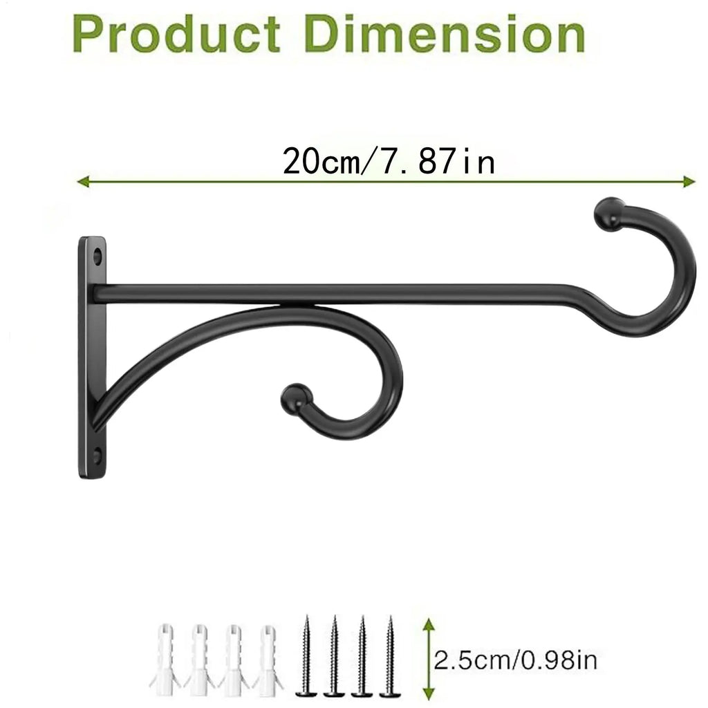 Wall-Mounted Hook Flower Pot Holder 2pcs Outdoor Hanging Plant Stand Planter Hanger Iron Flowerpot Garden Decoration