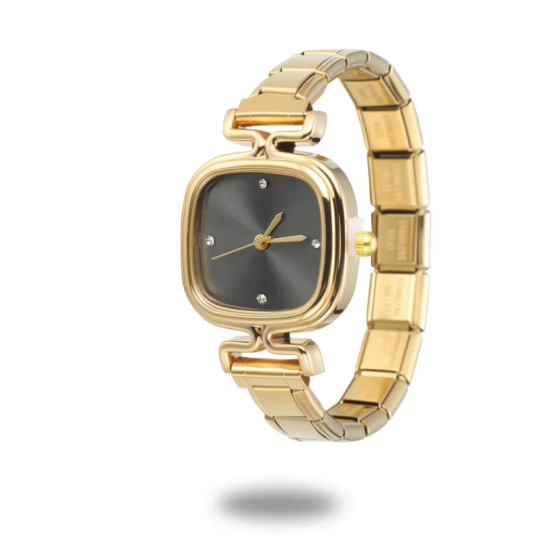 1PC 's Stainless Steel Round Simple Watch Bracelet Bangle for Friend