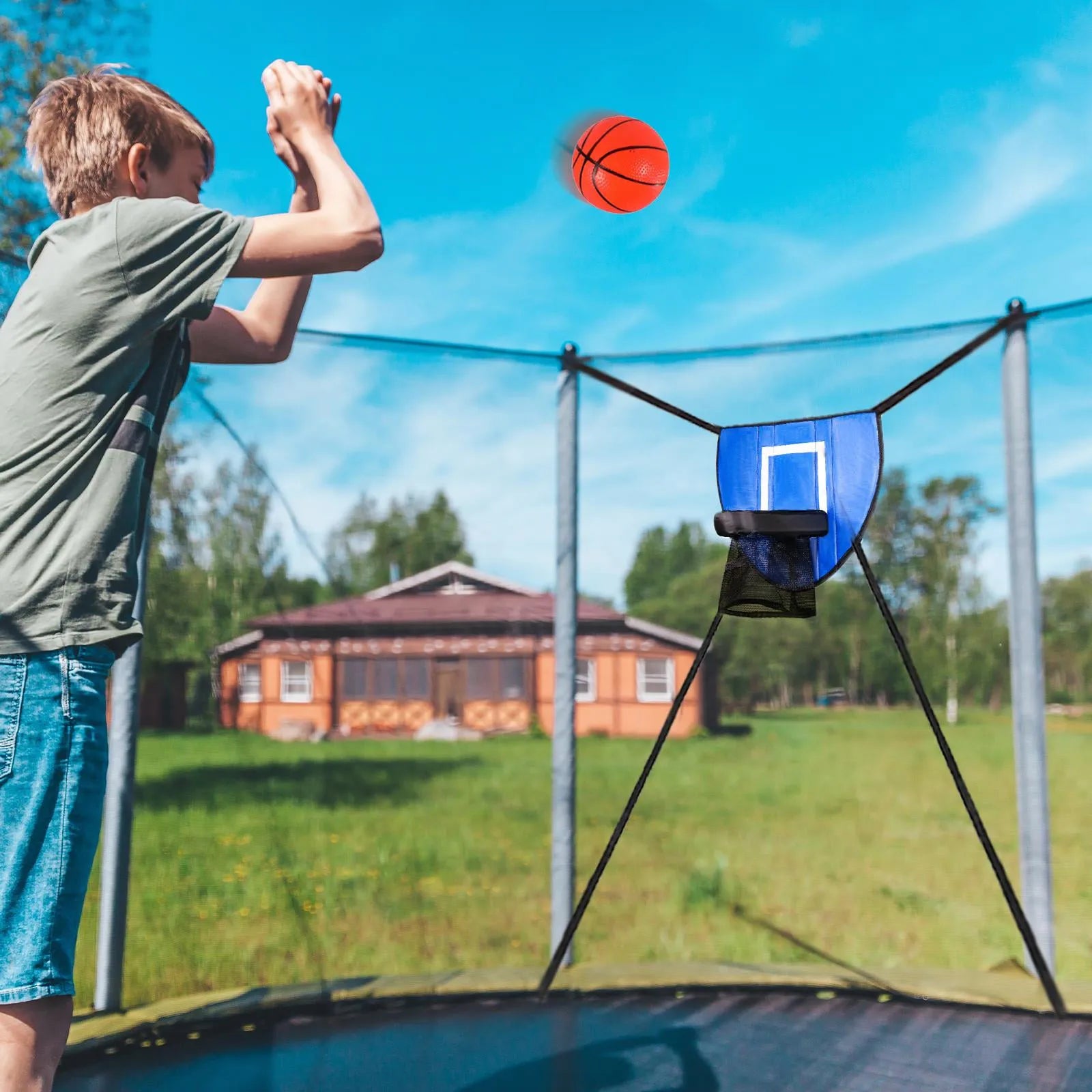 Basketball Hoop for Trampoline with Enclosure Outdoor Fun Universal
