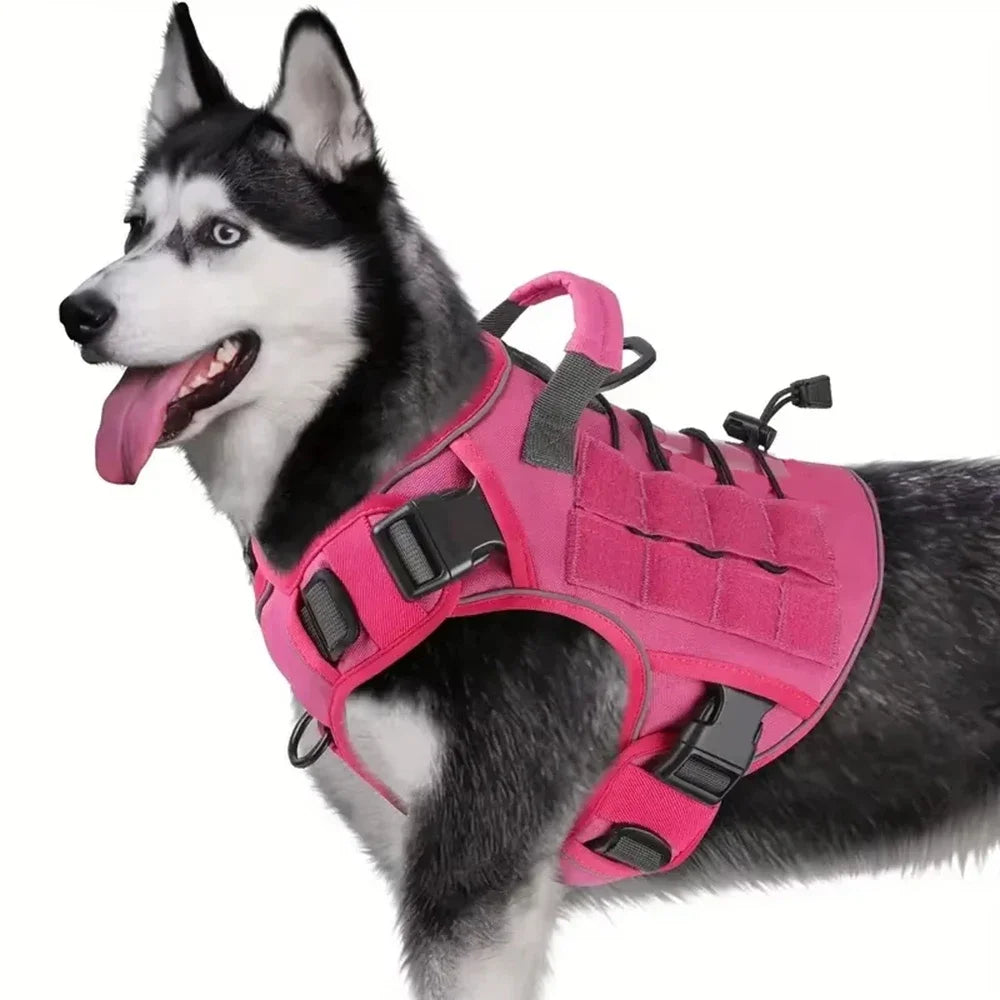 Adjustable No-pull Tactical Dog Harness With Handle For Large Dogs Reflective Vest For Labrador Retriever Siberian Dogs Supplies