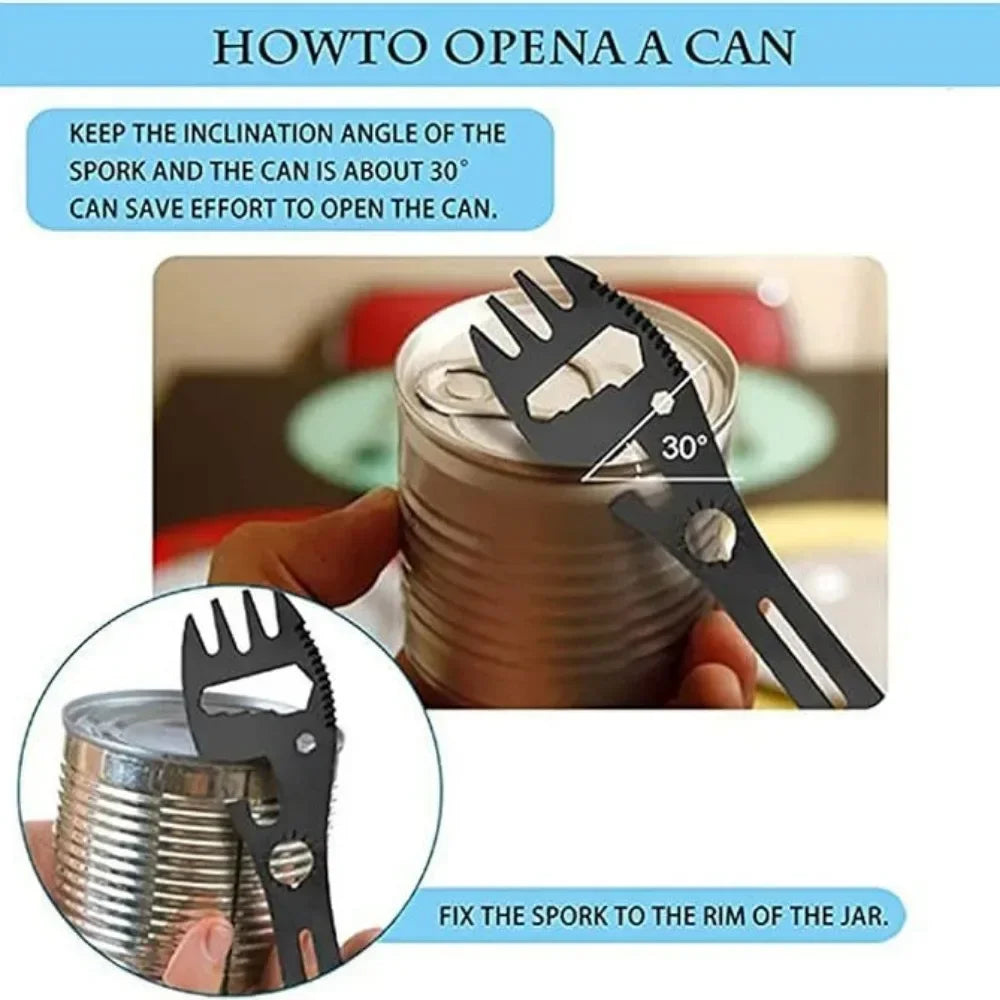 Camping Cutlery Set, 5-in-1 Outdoor Survival Gear, Travel Hiking