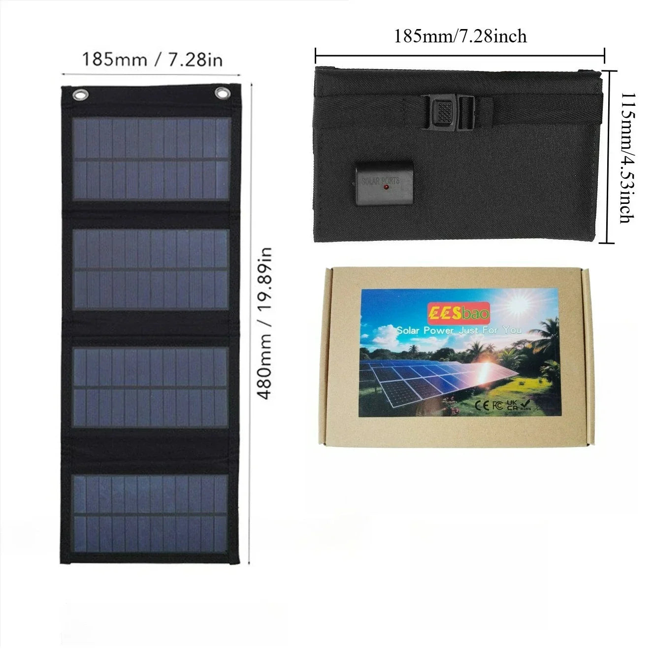 Backpack Carry Foldable Waterproof Solar Charging Panel 25W 100W Dual USB Camping Emergency Charger For Cell Phone Tablet Small