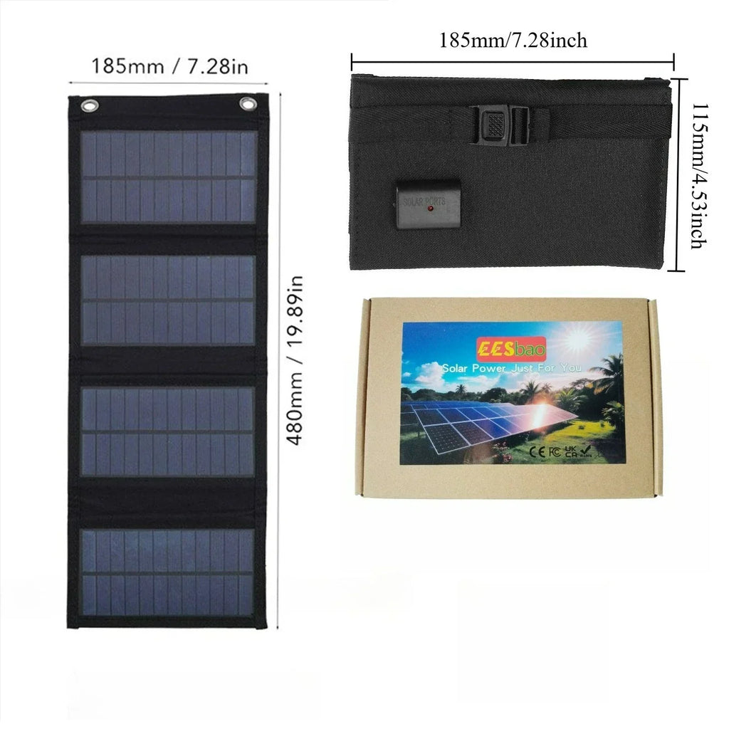 Backpack Carry Portable Foldable Waterproof Solar Charging Panel 25W 100W Dual USB Camping Emergency Charger For Cell Phone