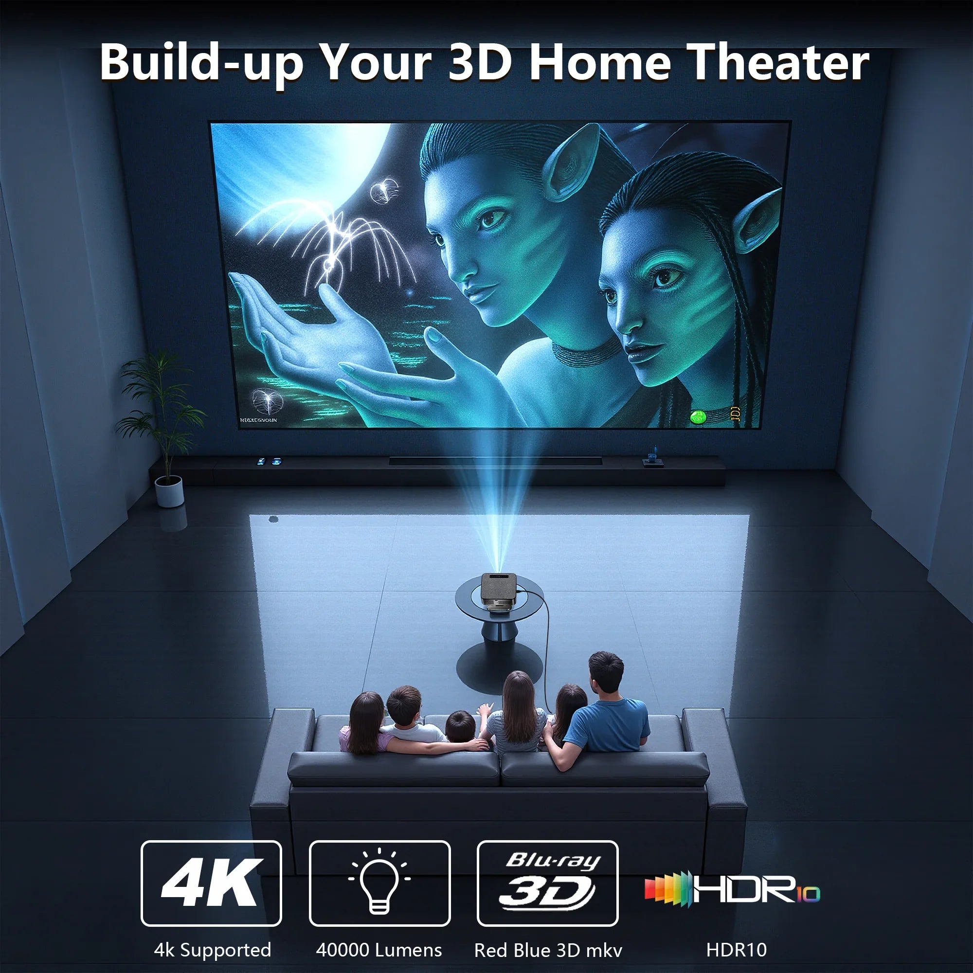XIWBSY 35000Lumen Android 12 Projector Bluetooth5.2 AutoFocus Smart LED Projector 4K Portable 3D Home Theater Cinema IPTV Beamer