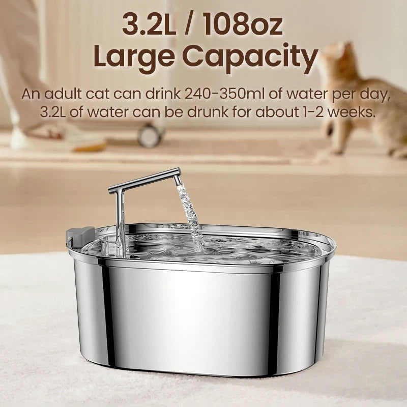 ROJECO Stainless Steel Dog Drinker Automatic Pet Drinking Fountain Smart Water Filter for Dog Cat Drinking Bowl with Pump Filter