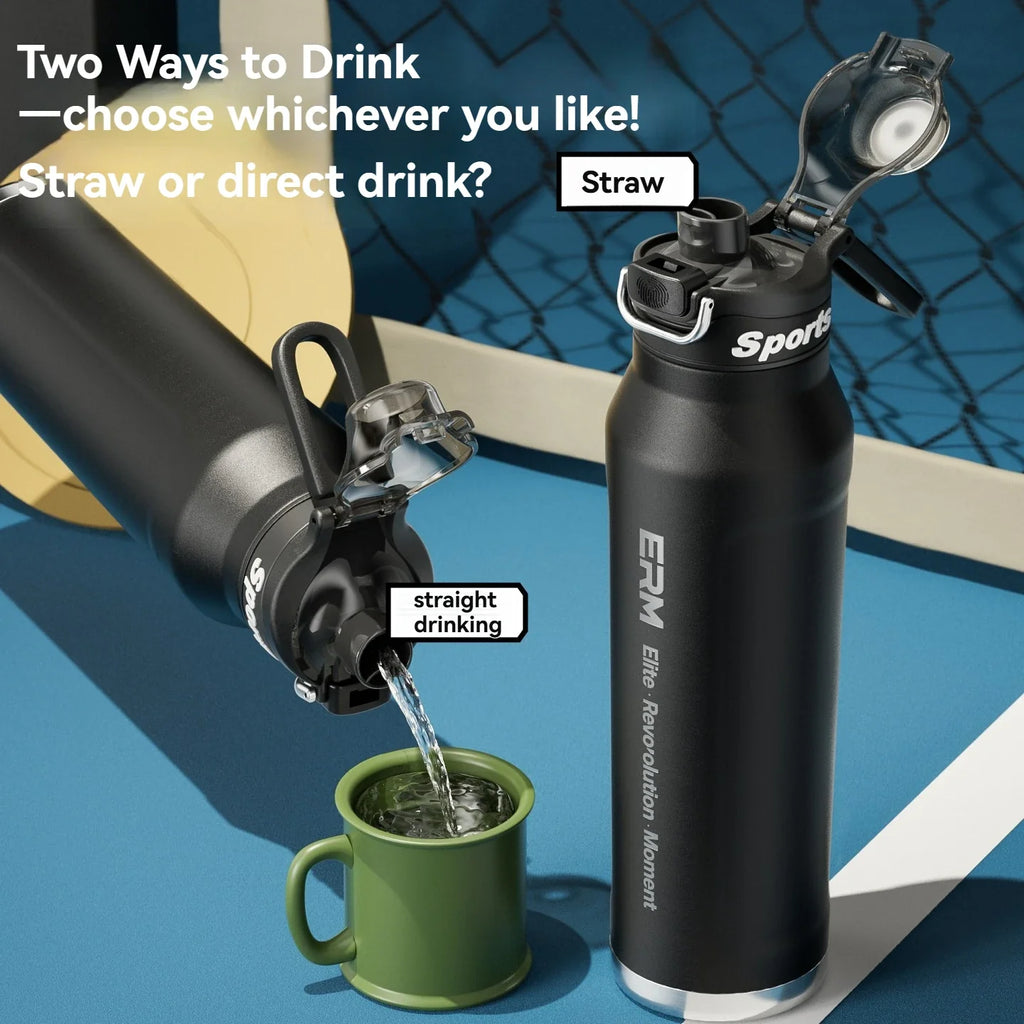 Insulated Water Bottle Stainless Steel Tumble Cycling Cold And Hot Flasks Double Wall Portable With Handle Sports Outdoor Cup