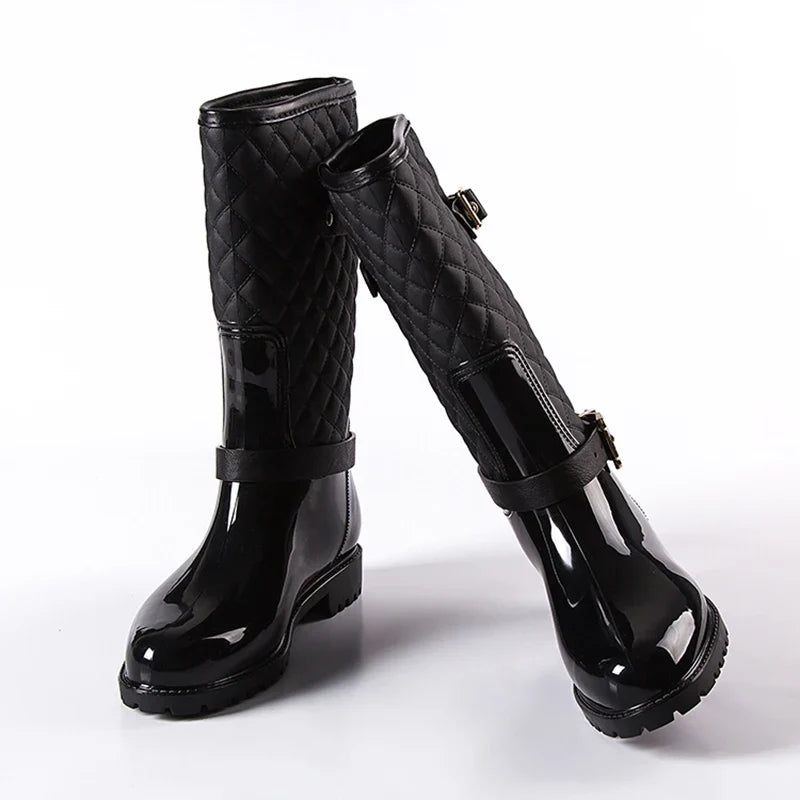 2023 fashion quality water rain shoes warm women's plaidlady rain boots in the rain boots ladys rainboots women boots shoes