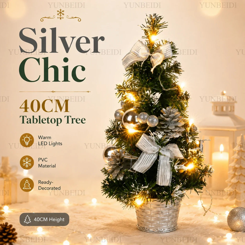 Mini Artificial Christmas 40CM Christmas Tree with LED Lights Tree Home Desktop Decoration Christmas Decoration New Year Gift