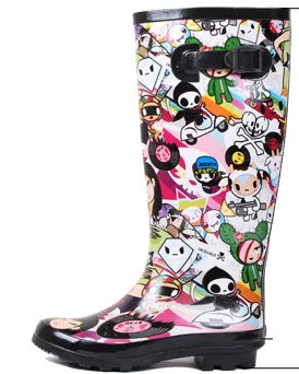 Miaoguan 2026 Women Rainboots Non-slip Waterproof Rain Shoes Cartoons Rubber Mid Calf Casual Female Water Shoes Woman Galoshes