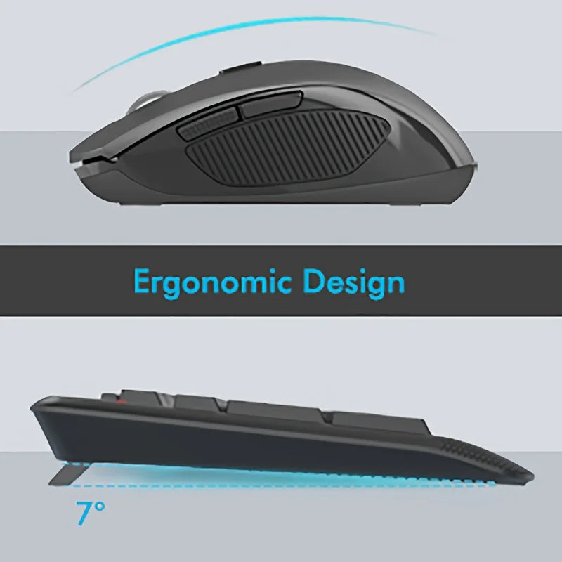 E-YOOSO™ 2.4GHz Wireless Ergonomic Keyboard & Mouse Set – Wrist Rest, Optical Mouse, Home Office Combo | FlipStylez LLC®