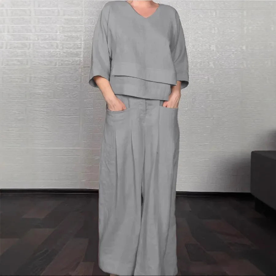Casual Loose Irregular Cotton Linen Women's Top Set Spring Summer New