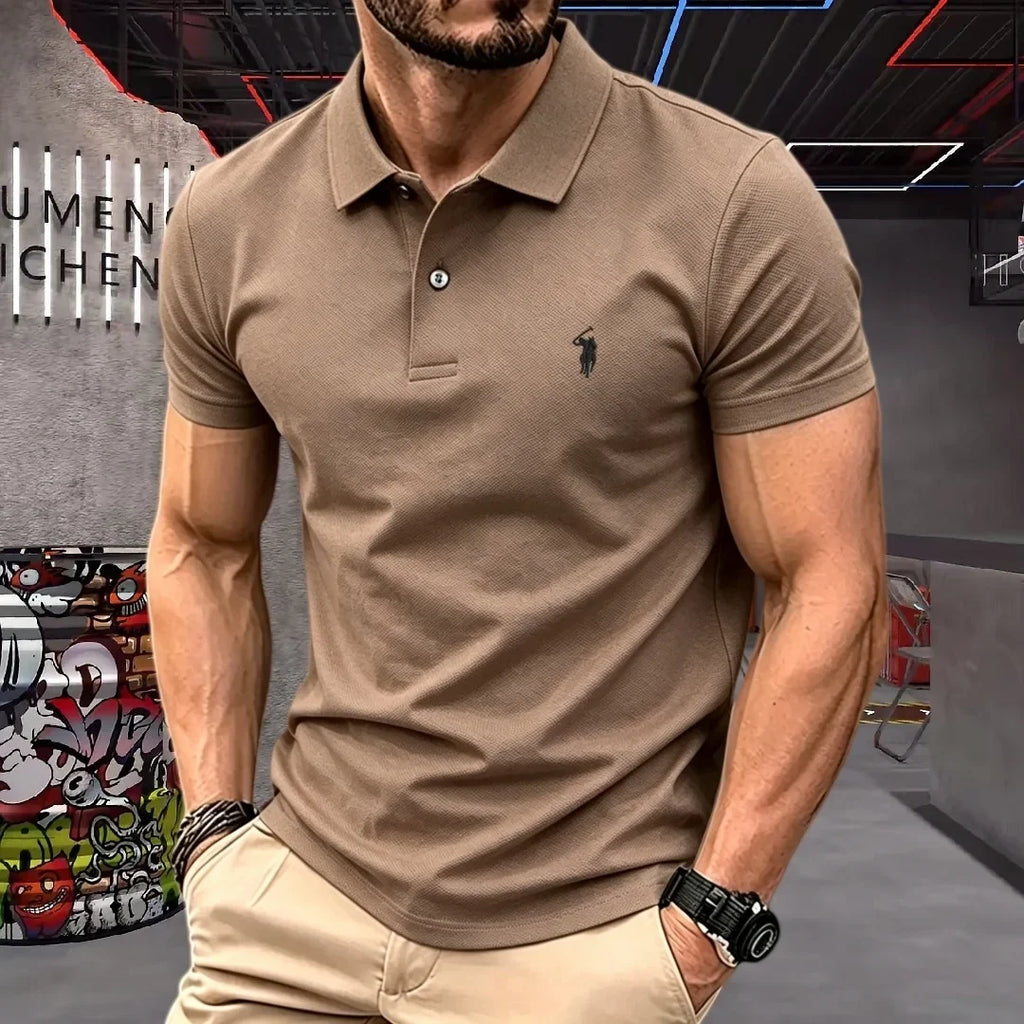 100% Pure Cotton High-End Brand Men's Short Sleeve Polo Shirt Summer