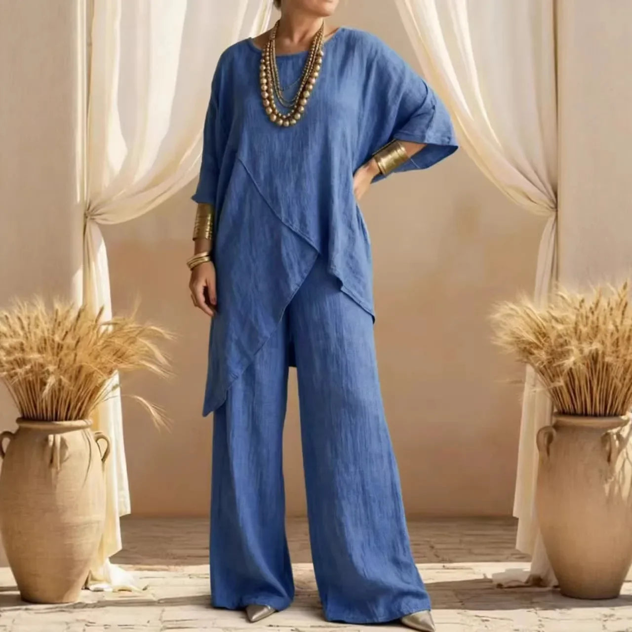 Fashion Loose Women's Matching Sets Casual Half Sleeve Loose Tops and