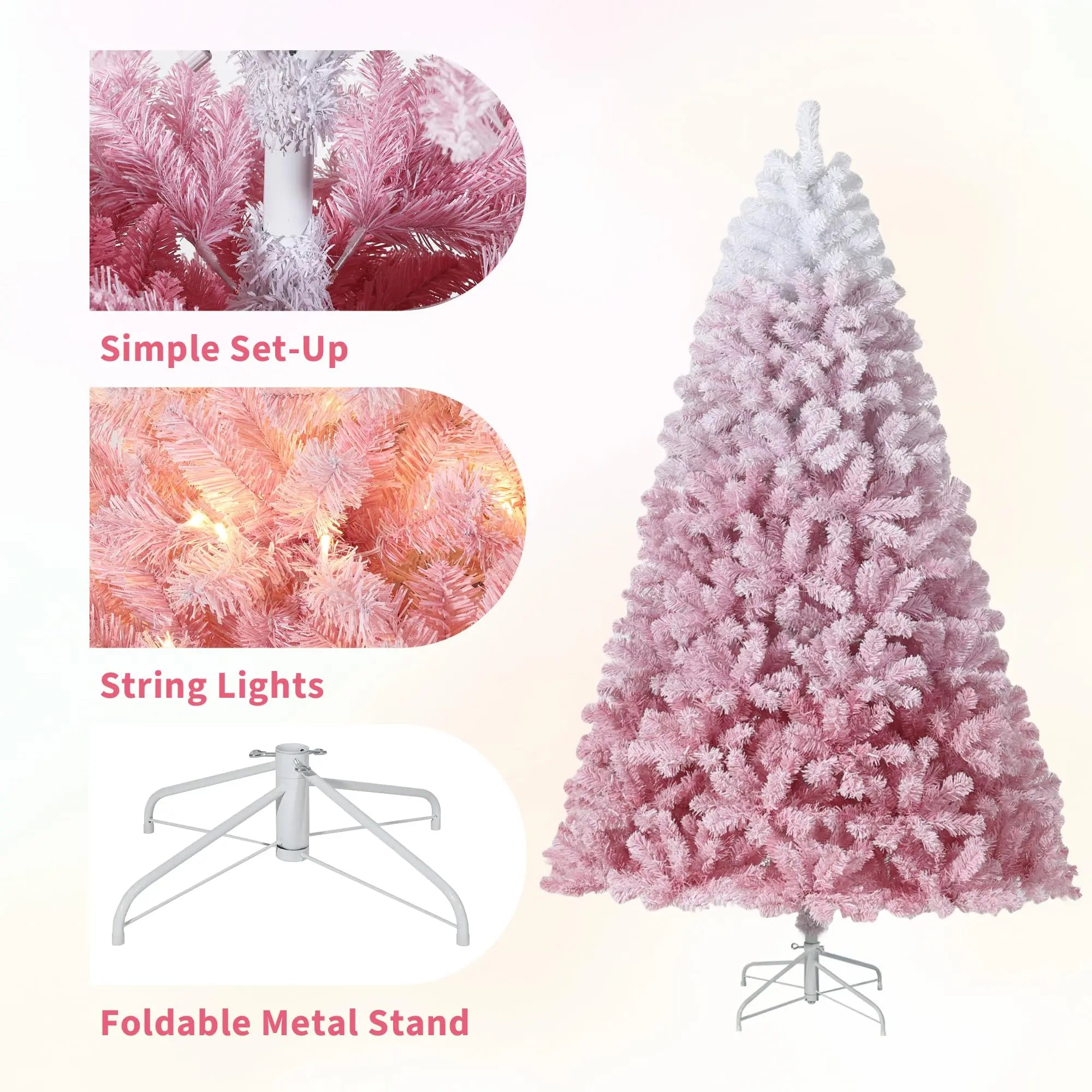 4.5 ft Prelit Artificial Christmas Tree with 100 RGB & Warm White Lights, Pre-Lit Snow Flocked Christmas Tree, Foldable Base for Home Office Party Holiday Decor