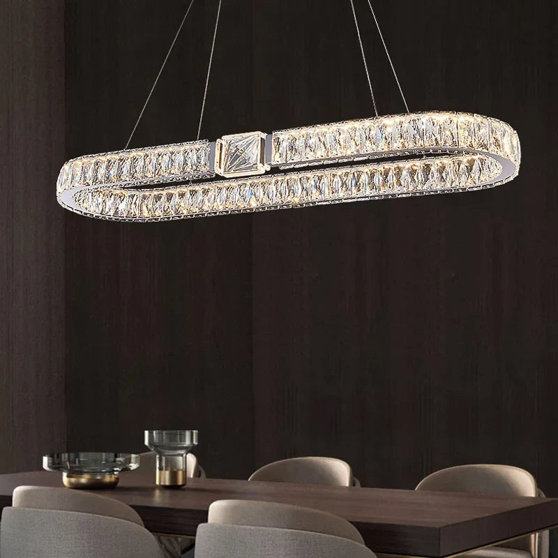 Luxury LED Crystal Ceiling Chandeliers Modern Gold/Chrome Metal Pendant Lights Home Restaurant Hotel Decor Lighting Fixtures