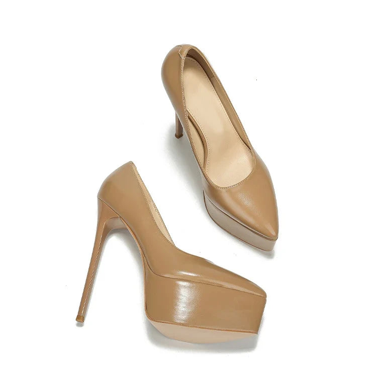 Comemore Sexy Platform Stiletto Heel Pumps for Women Fashion Solid High Heels Female Shoes Pointed Toe Club Party Evening Shoes