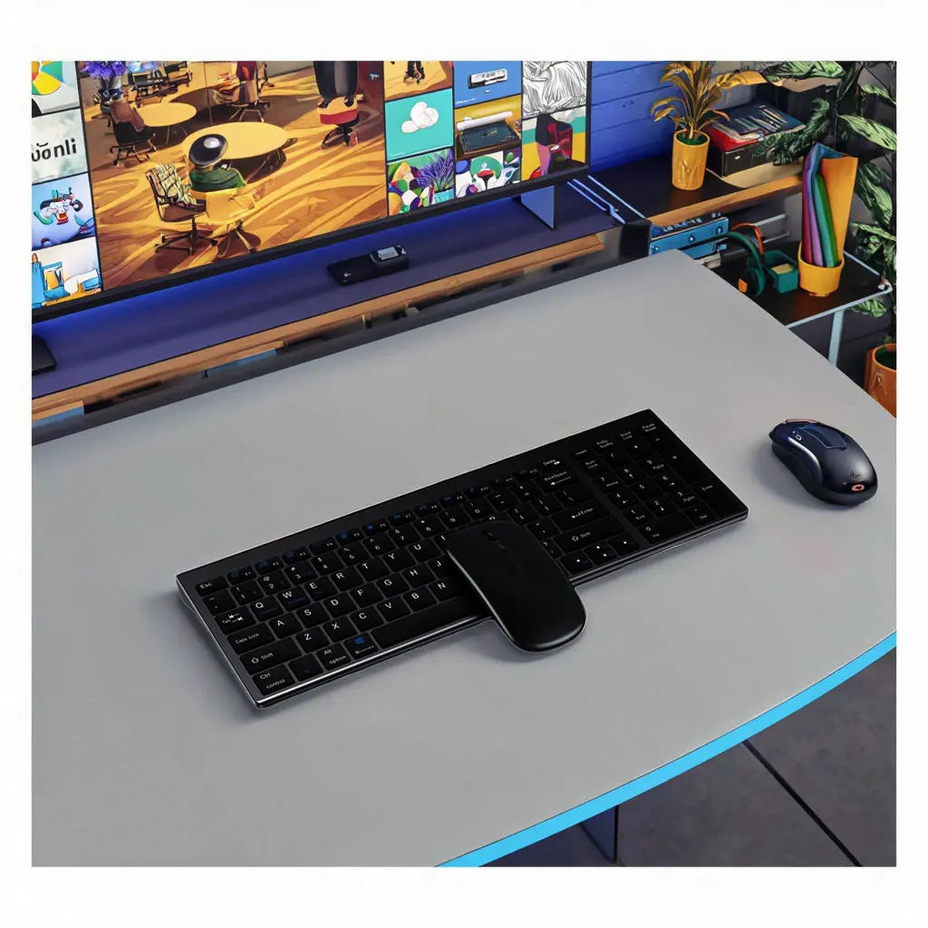 T.F.SKYWINDINTL™ Ultra-Slim Business Wireless Keyboard & Mouse Set – 2.4GHz, Rechargeable, Waterproof, USB, Office & PC Laptops, Type-A & Type-B | FlipStylez LLC®
