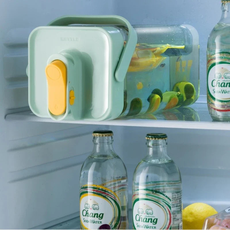 Cold Kettle Summer Flower Teapot with Faucet Refrigerator Cold Kettle Large Capacity Ice Kettle Beverage Bucket Outdoor