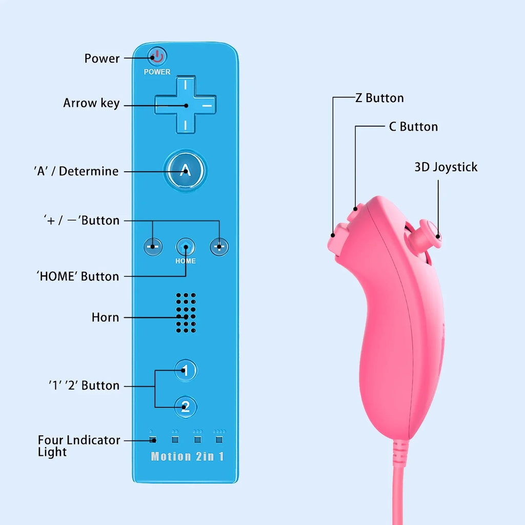 Controller for Nintendo Wii, Wii Remote with Silicone Case and Strap Compatible with Nintendo Wii/Wii U/Wii Mini with Motion