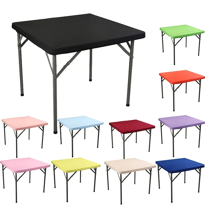 Square Elastic Edge Fitted Table Cover Stretch Cocktail Tablecloth For Wedding Picnic Banquet Party Decor Table Cloth