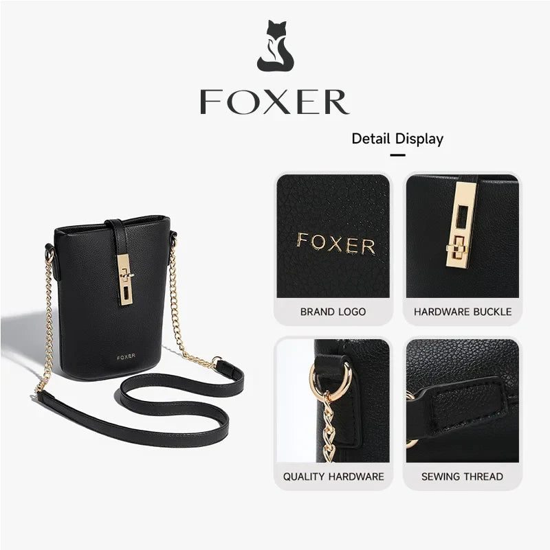 FOXER Brand Chic Mini Cellphone Bag Women's Shoulder Bag PU Leather Fashion Girl's Travel Small Crossbody Bag Purse