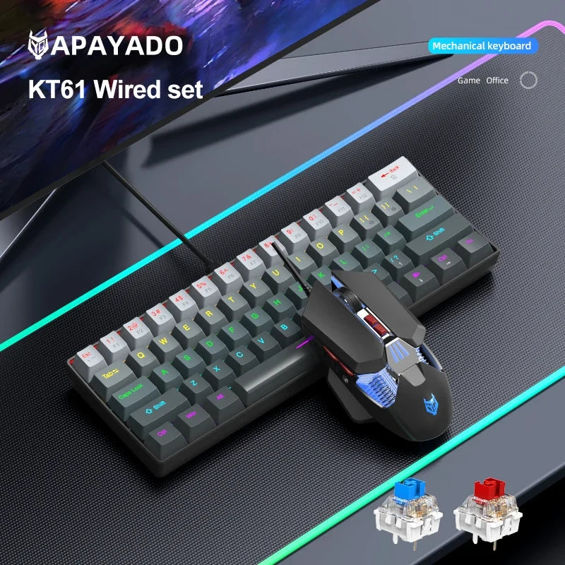 APAYADO™ 60% Mini Mechanical RGB Keyboard & Mouse Kit – Red Switches, 7200 DPI, Phantom RGB | FlipStylez LLC®