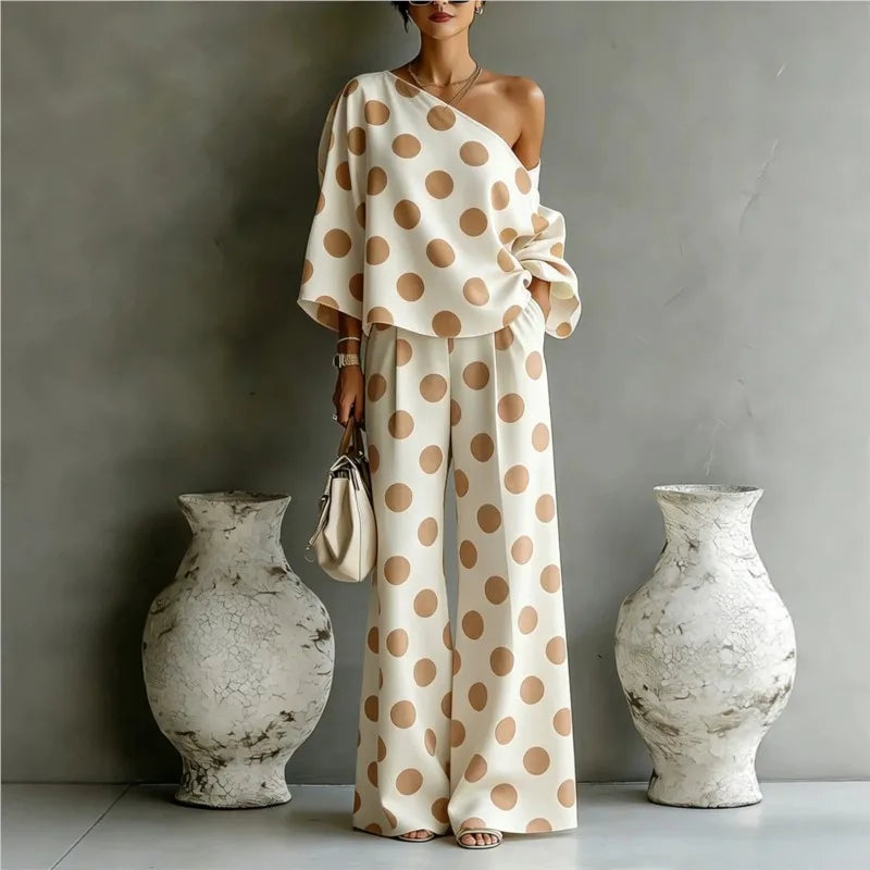 Bohemian Fashion Polka Dot Print Two-Piece Set Woman's Foreign Style