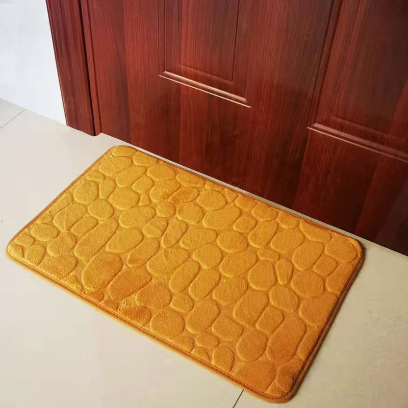 40x60cm/50x80cm Bath Rugs Mat Non Slip Cobblestone Embossed Carpets