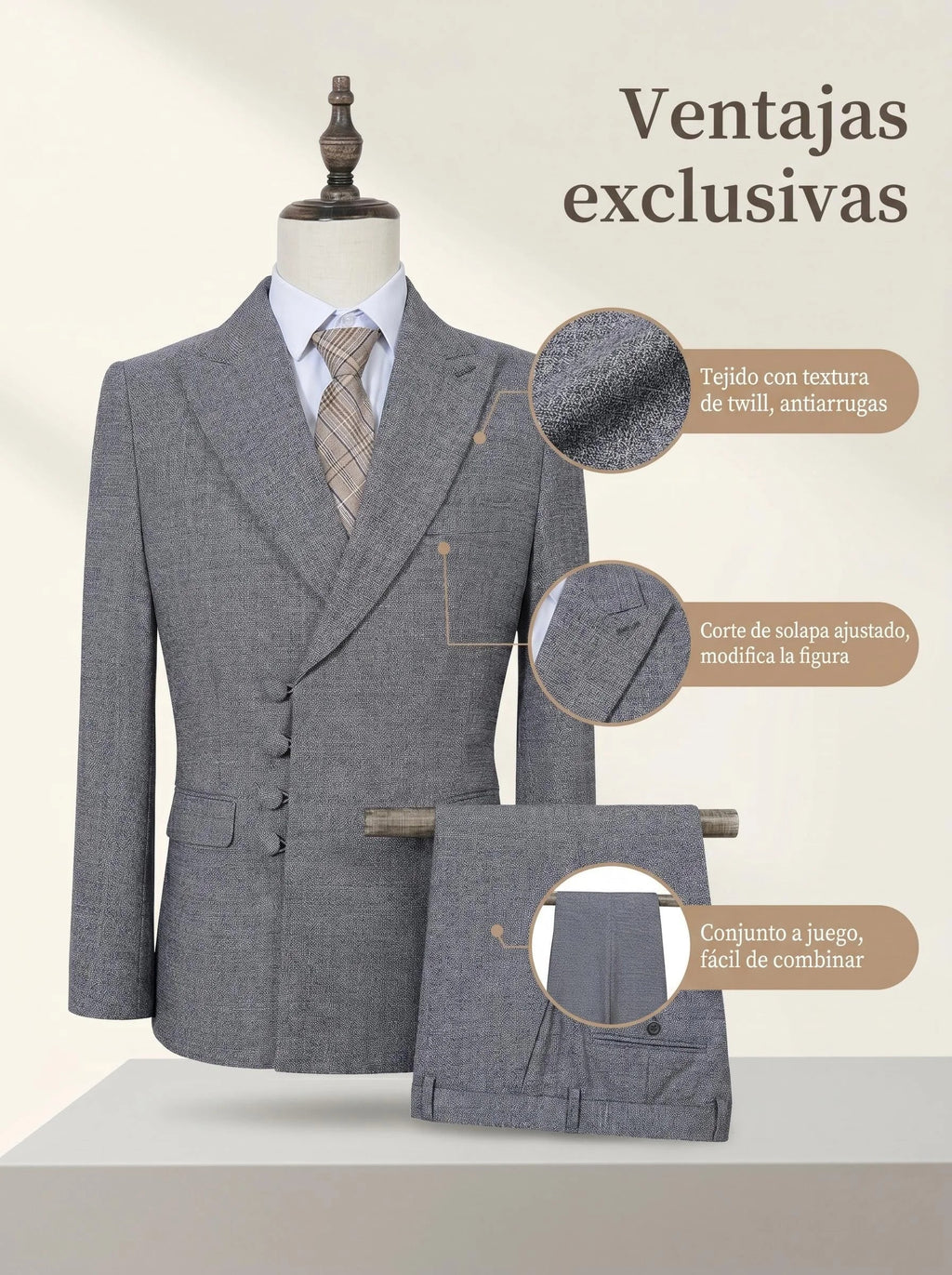 ST Cassy Elegant Men Suit for Wedding Slim Fit Double Breasted Multiple Buttons Casual Business Man 2 Piece Set Party Outfit