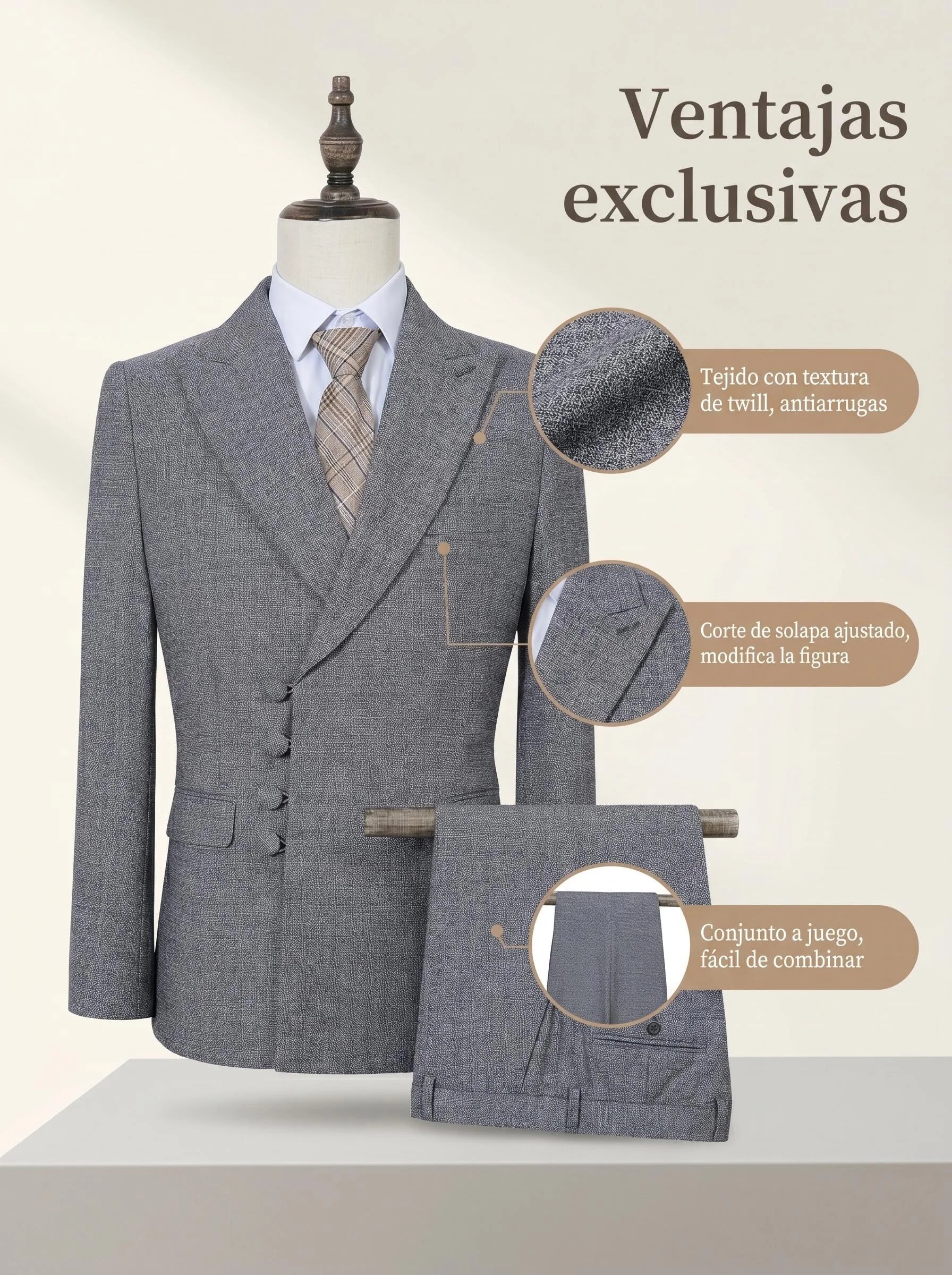 ST Cassy Elegant Men Suit for Wedding Slim Fit Double Breasted Multiple Buttons Casual Business Man 2 Piece Set Party Outfit