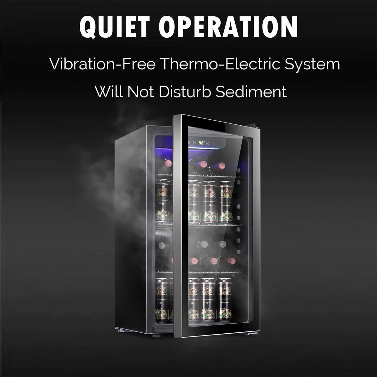 26 Bottle 130 Can Wine & Beverage Cooler, Clear Glass Door, Quiet Digital Temp Control, Home Office Bar, 3.2cu.ft, Customized