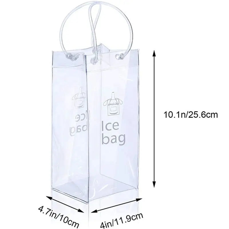 AFOURT-Ice Wine Bag Portable Collapsible Clear Wine Pouch Cooler With Handle For Party,Outdoor,Champagne,Cold Beer,6Pack