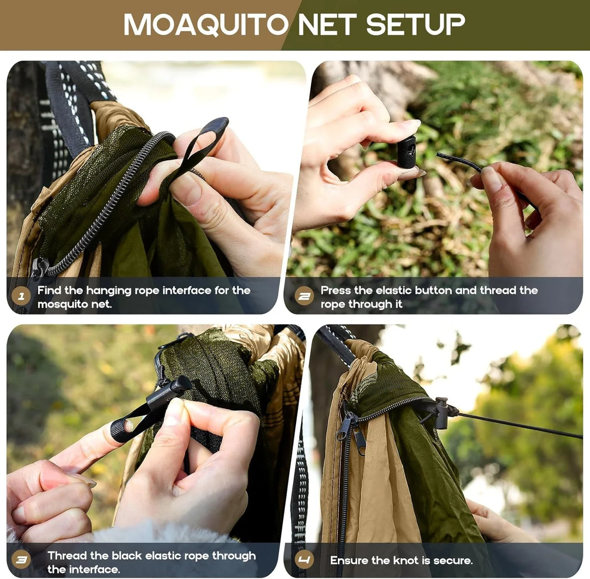 Camping Hammock with Mosquito Net, Portable Outdoor Hammock with