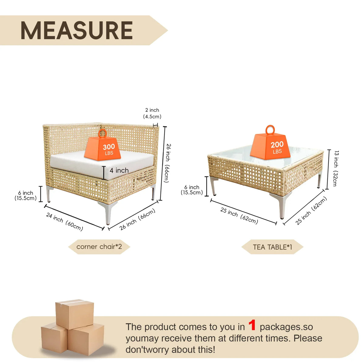 3 Piece Boho Outdoor Patio Furniture Set Sectional Comfortable Garden Sofa with Cushions Brown Wicker