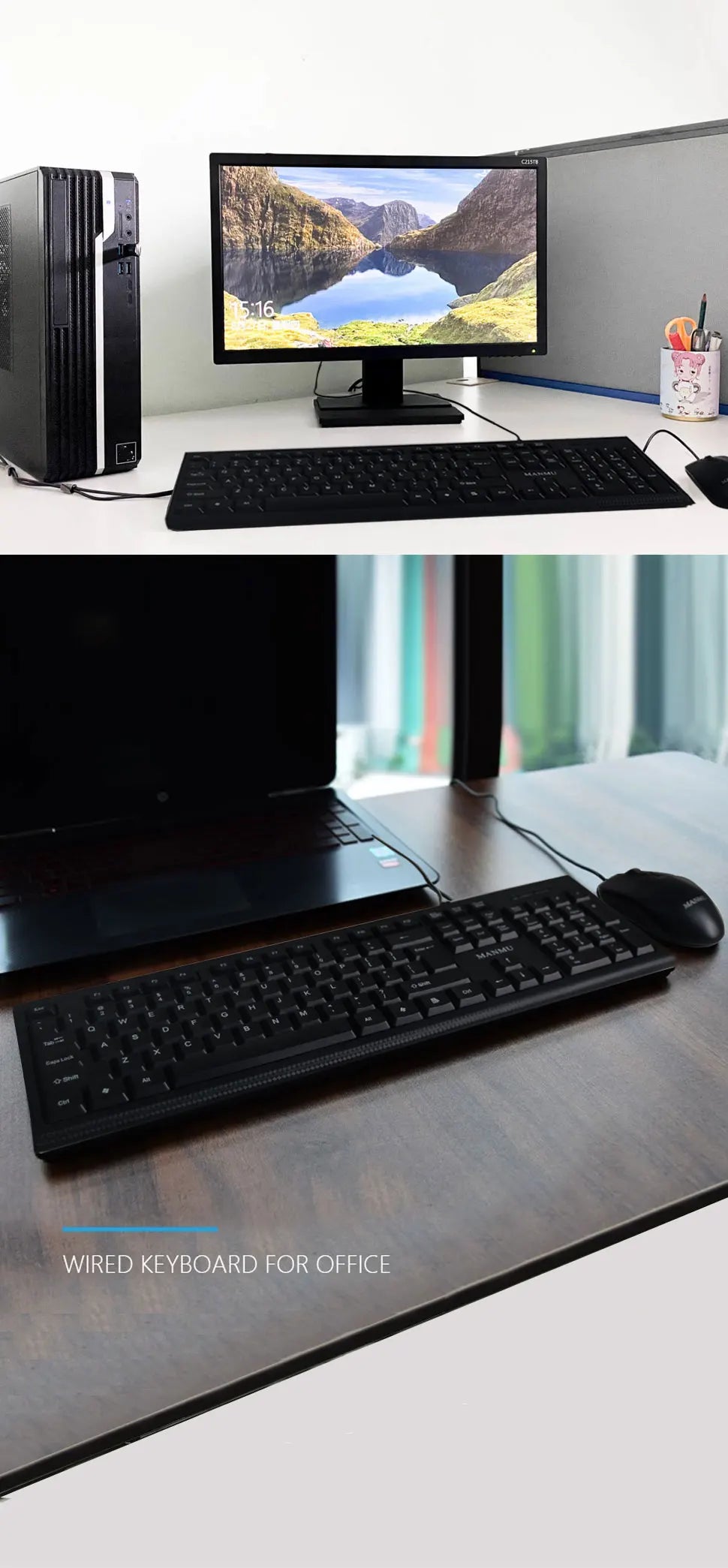 MANMU MJS-016™ Wired Ergonomic Keyboard & Mouse Combo Set – USB, 1200 DPI, CE Certified, Home & Office Gaming Setup | FlipStylez LLC®