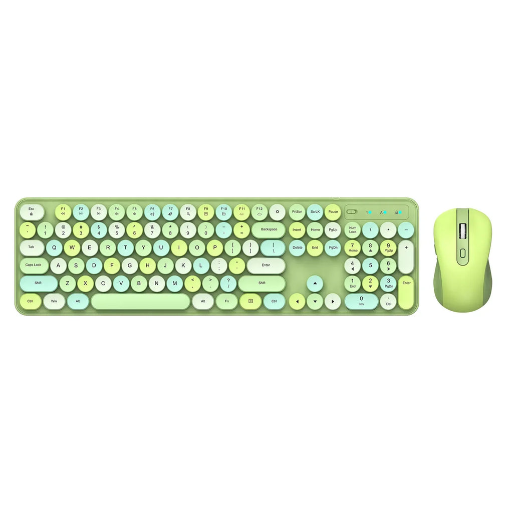 AEVYVKV™ Cute Retro Pink Wireless Keyboard & Mouse Set – Silent, 114 Keys, 2.4GHz, Waterproof, Aesthetic Desk | FlipStylez LLC®